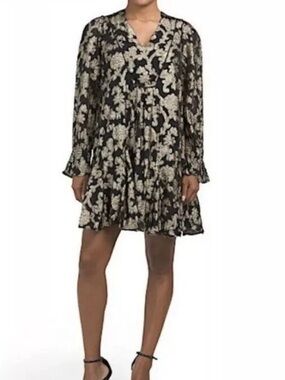 Anthropologie Metallic Floral Dress Size- Medium